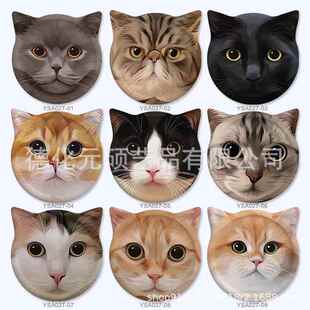 猫图案陶瓷吸水杯垫外贸亚马逊跨境水杯托咖啡杯防滑垫猫咪风格垫
