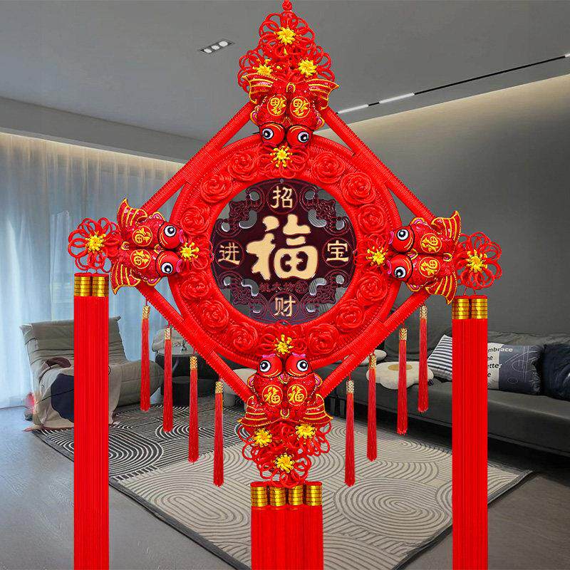 中国结挂饰挂件高档客厅背景墙新款乔迁喜装饰入户门大号桃木福字