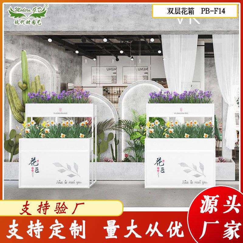欧式双层组合款镀锌板花箱 商场室内花卉种植槽 绿化美化装饰花箱