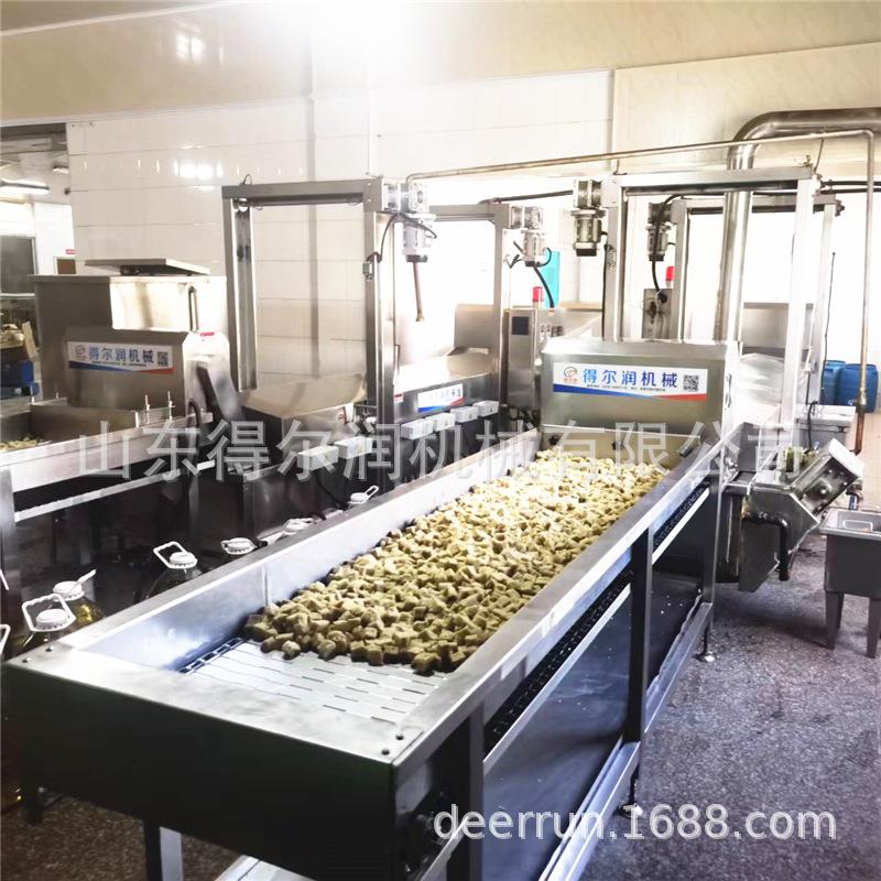 浙江素鹅豆腐油炸机 卤制豆干油炸流水线 双层网带 自动进出料