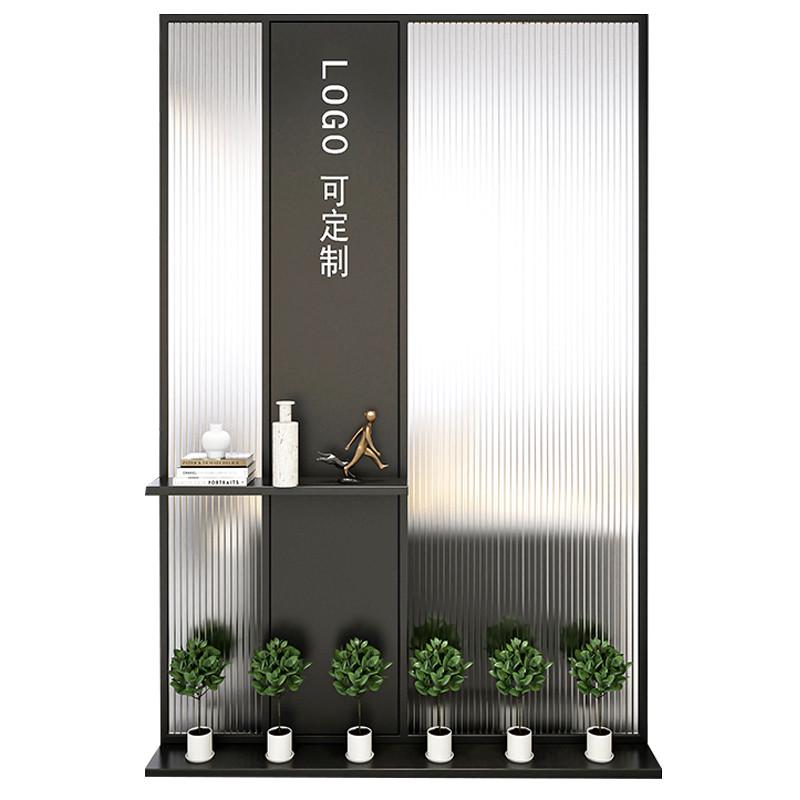 现代屏风玻璃隔断墙客厅办公室落地装饰背景美容院玄关形象墙