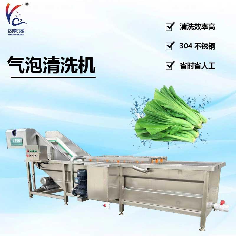 芥菜清洗机芹菜气泡清洗风干流水线油菜全自动连续式鼓泡清洗