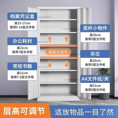 钢制文柜件柜柜办公室资料财务凭证铁皮收纳柜柜档案带锁矮SSW-TS