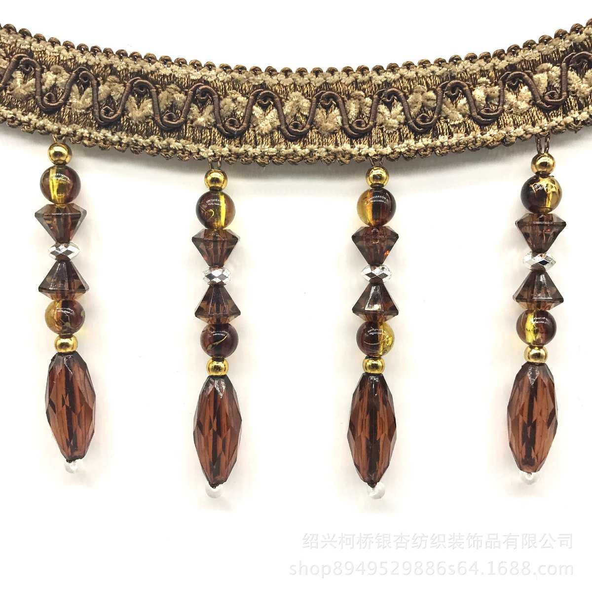 窗帘配件辅料窗帘珠子花边批发新款高档花边12米拉丝花边珠珠Y7,居家布艺,花边,淘宝优惠券,粉丝福利购,淘宝优惠卷