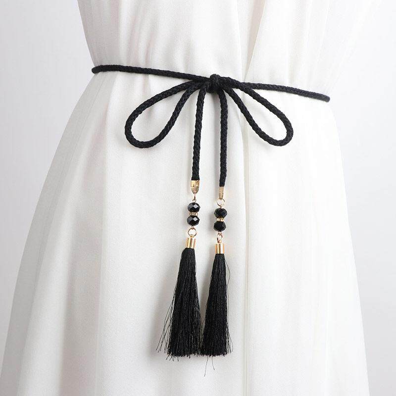 编织腰炼女配裙子简约百搭腰绳流苏绳子细腰带装饰连衣裙收腰配饰