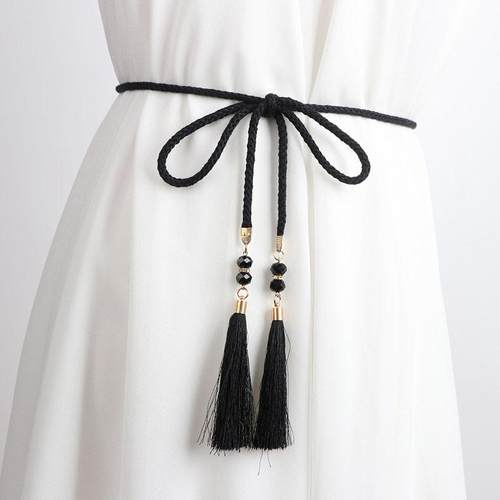 编织腰炼女配裙子简约百搭腰绳流苏绳子细腰带装饰连衣裙收腰配饰