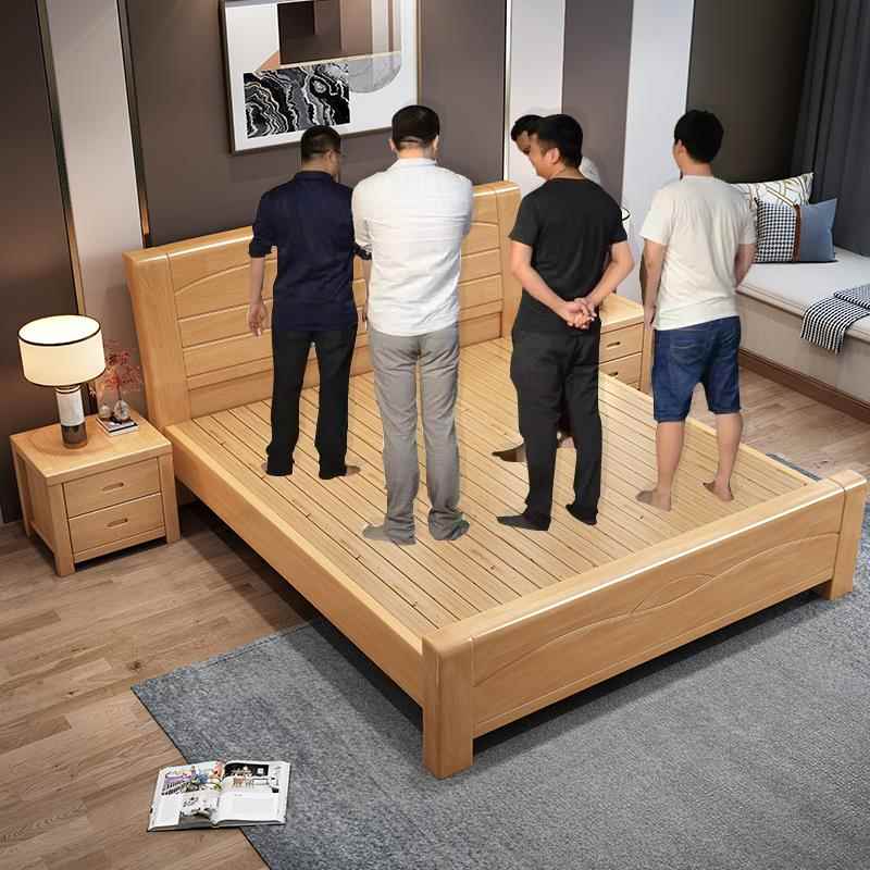 榫卯结构榉木实木床工厂直销1.8米双人1.2m简约经济型1.5米原木床