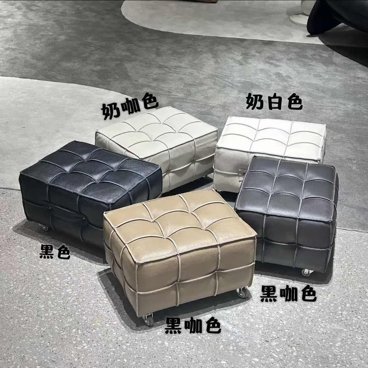 家用客厅简约轻奢懒人沙发凳方块凳脚踏凳换鞋凳沙发衣帽间方凳
