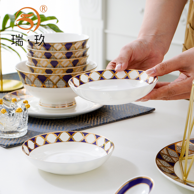家用5英寸骨瓷饭盘蘸料碟甜品盘商用酒店轻奢西餐味碟陶瓷小吃盘