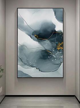 现代轻奢抽象客厅装饰画蓝色高级感酒店餐厅入户玄关走廊过道挂画