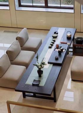 新5中式茶桌202款榻榻米EPZ矮桌飘胡桃窗木客厅新黑色实木茶台