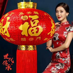 红灯笼2025新款挂大门新年大红灯笼长杆春节过年植绒布挂饰阳台户