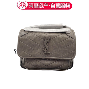 全新YSL圣罗兰新款NIKI小号灰色油蜡皮单肩斜跨女包