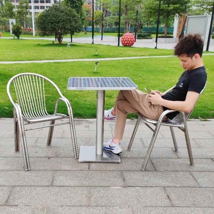 特厚凳304背不锈钢椅带子靠座椅子户外休闲DUB阳台扶手网红折叠桌