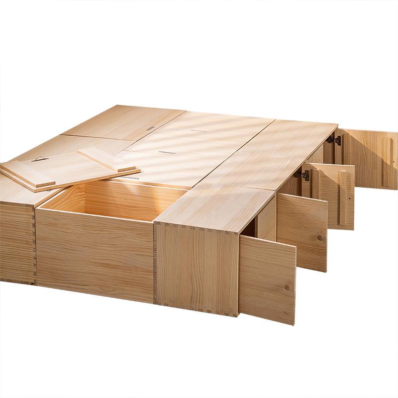 61K3榻榻米木箱拼床小户型卧室床加宽飘窗地台柜实木床高箱储物床