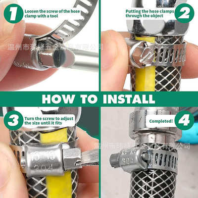 72PCS 304不锈钢/小美式喉箍强力卡箍水管蜗轮软管夹组合套件