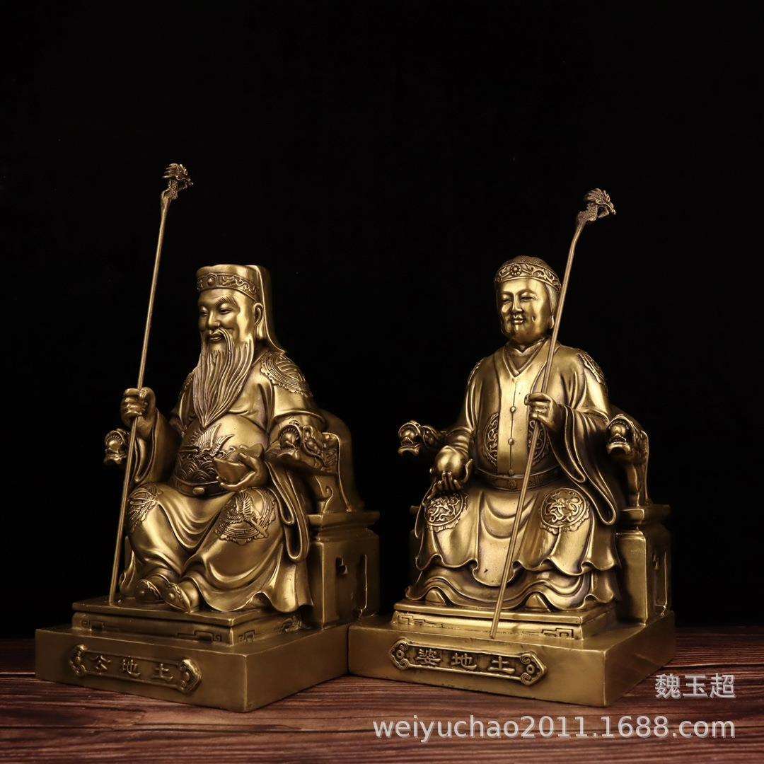 纯铜土地公土地婆摆件土地爷爷土地奶奶客厅家居装饰工艺品