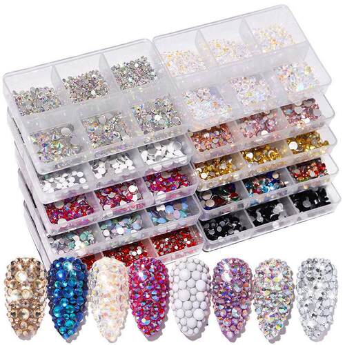 1 Box Crystal Nail Art Rhinestone DIY Nail Art 美甲平底AB钻
