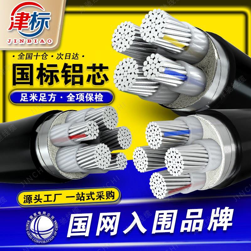 国标铝芯电缆线 国产铝电缆线三相四芯 铠装铝线地埋架空YJLV型