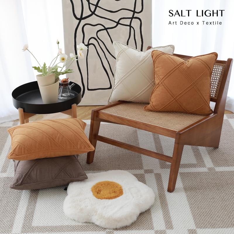 正品简约办褶手工打沙发抱枕纯靠垫客厅卧室靠背靠枕色磨砂绒公室