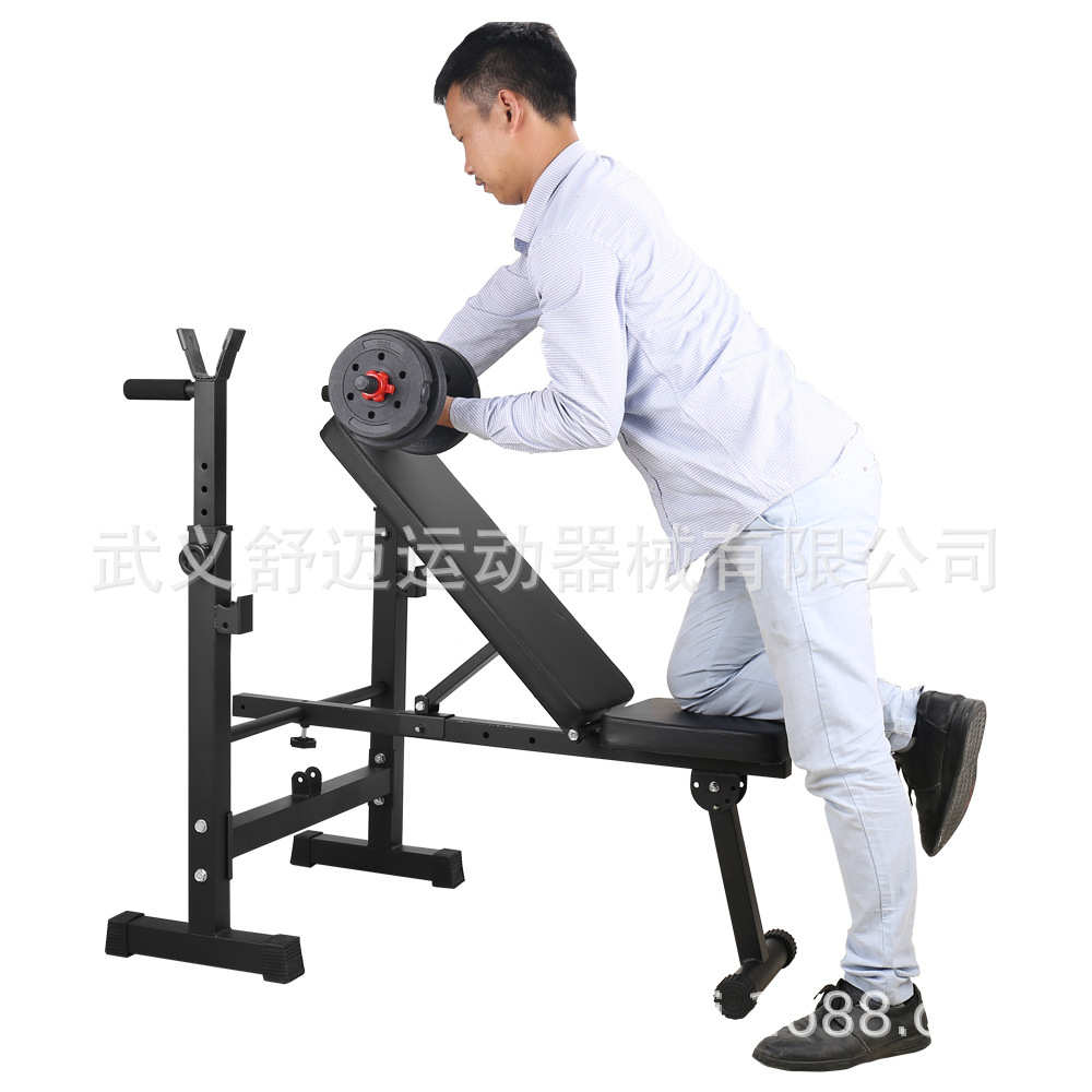 可折叠举重床 卧推架 可调节哑铃凳健身椅 杠铃架举重台批发零售