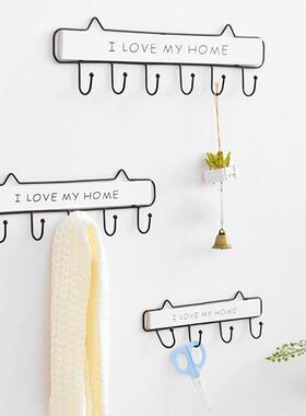 创意铁艺装饰挂钩日式家居门口衣帽钥匙小号木挂架厨房墙壁挂钩