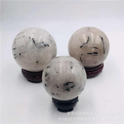 厂家批发水晶球  黑发晶球黑碧玺球 居家摆件工艺品
