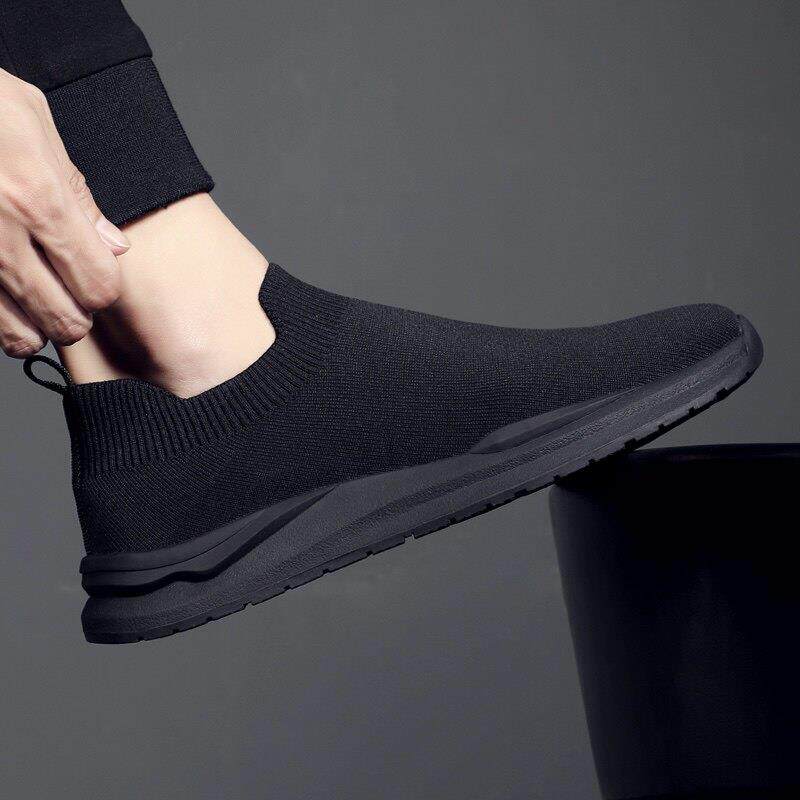 男鞋夏季新款布鞋一脚蹬飞织鞋子潮流百搭运动休闲透气袜子鞋男款