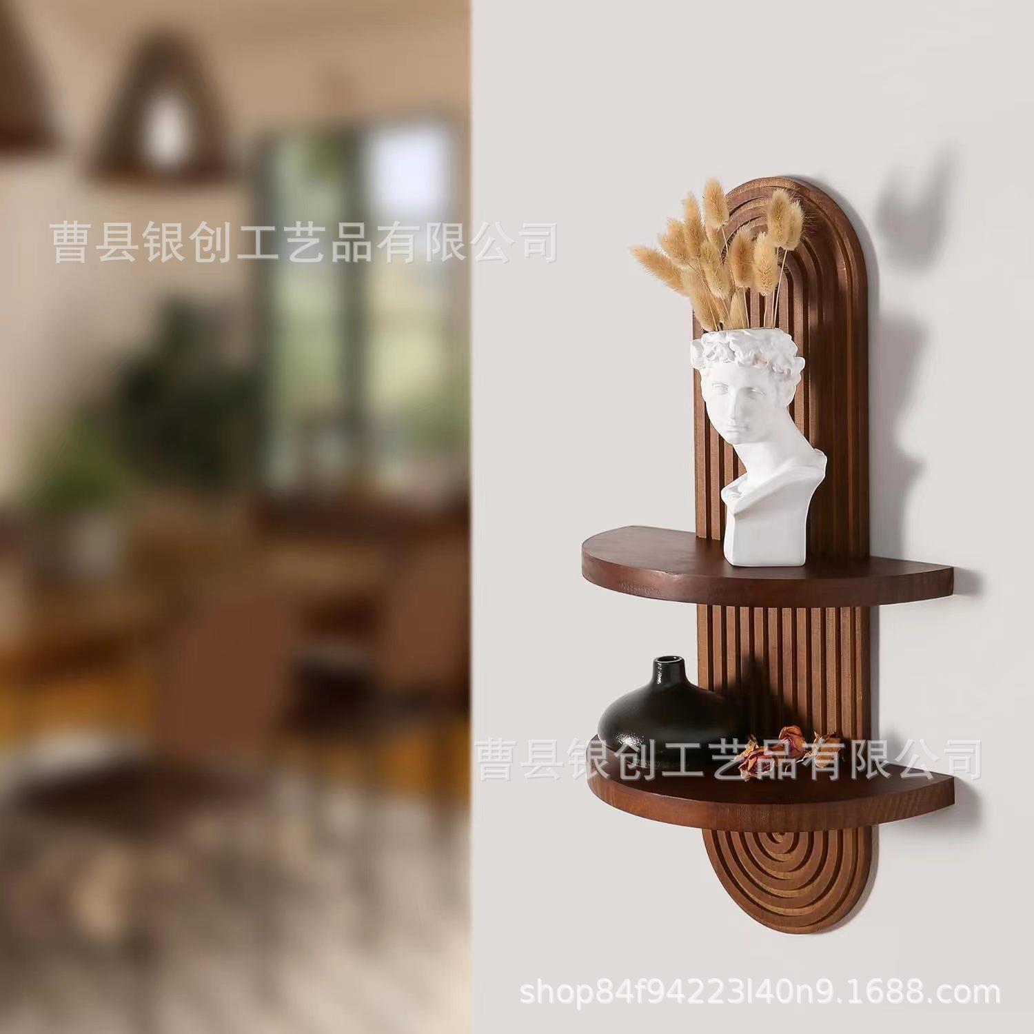 木yc710质上置物架拱客厅形背景墙装饰架壁挂香薰蜡烛整摆件实墙