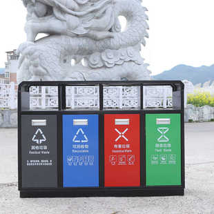 源头厂家批发户外果皮桶景区垃圾分类桶环卫公园不锈钢垃圾桶