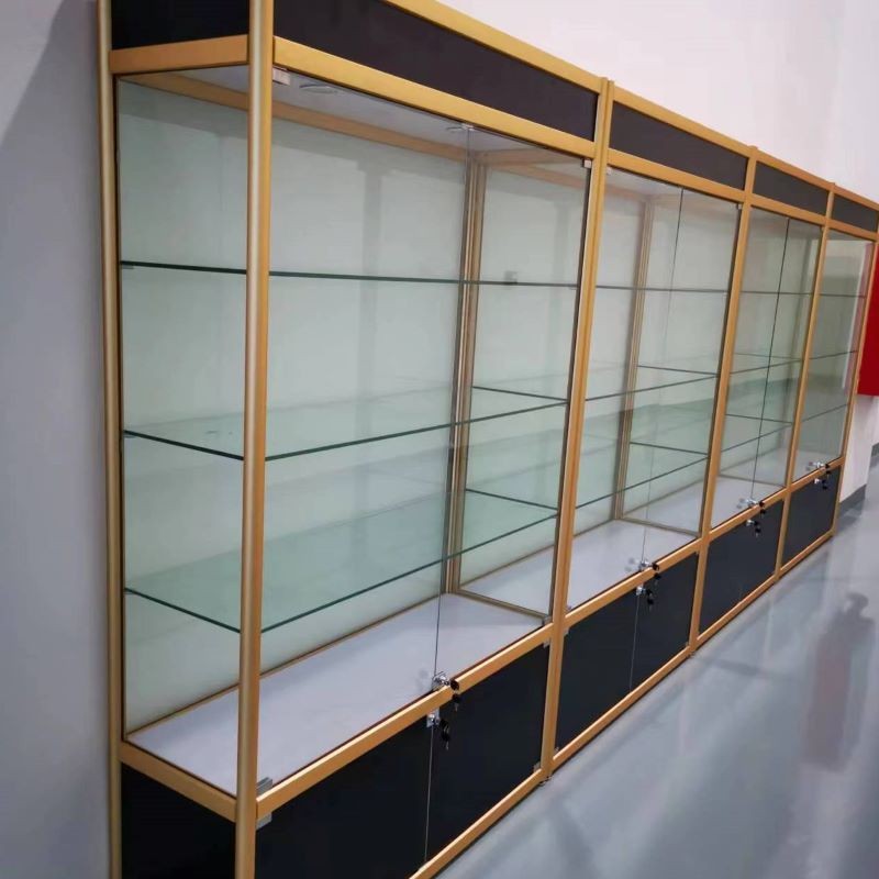 钛合金钢化玻璃展示柜 玻璃展柜展示柜商场样品陈列柜展示架展柜