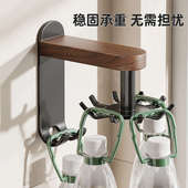 胡桃木厨房旋转挂钩免打孔锅铲置物架菜板壁挂架墙上粘钩中古收纳