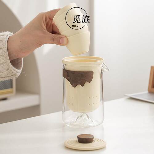 玻璃旅行茶具便携式快客杯个人专用户外露营功夫茶泡茶壶随身套装