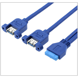 usb3.0前置面板线带耳朵，挡板线19针20pin转2口转接线diy机箱