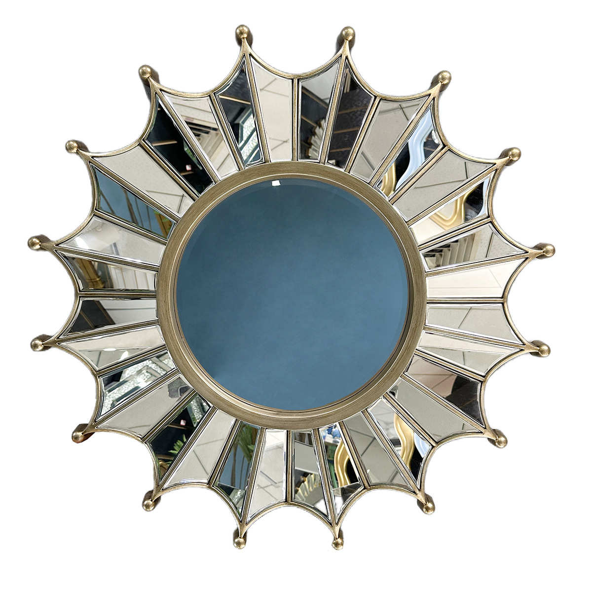 欧风简约玄关浴室壁炉镜卫生间现代客厅太阳壁挂镜子镜北装饰创意