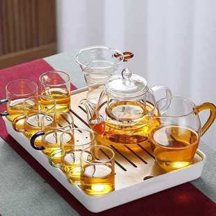 耐高温家用客厅简约功夫茶办公室会客茶杯泡茶壶 玻璃功夫茶具套装