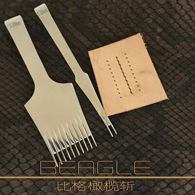 BEAGLE比格橄榄孔斩法斩Iron tooth手工斩精细皮具斩