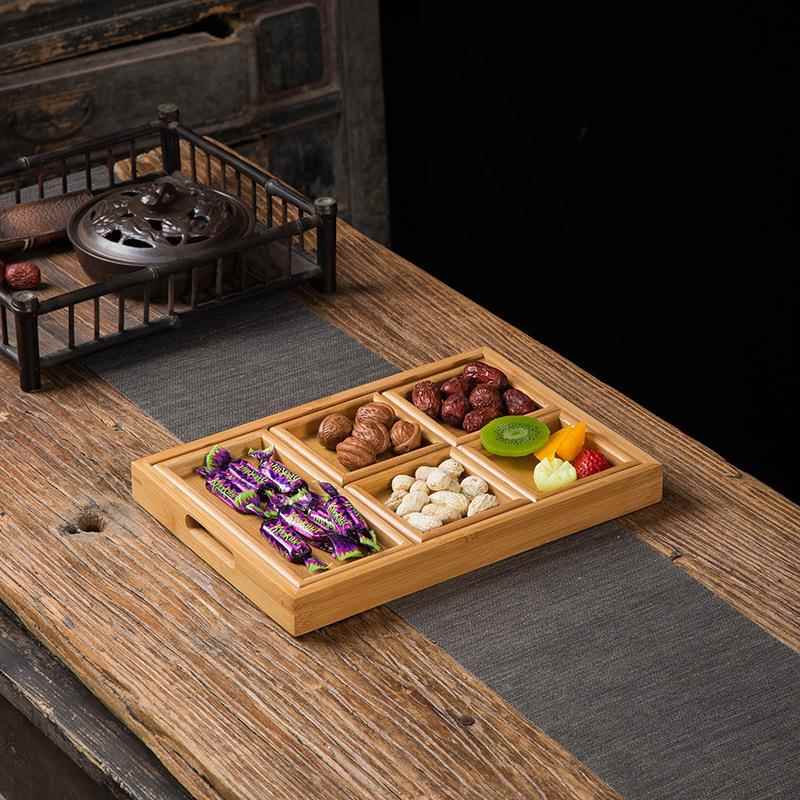 干泡家茶盘茶点盘托日式用客厅竹CXP台制茶收纳盒六七九格盘子点