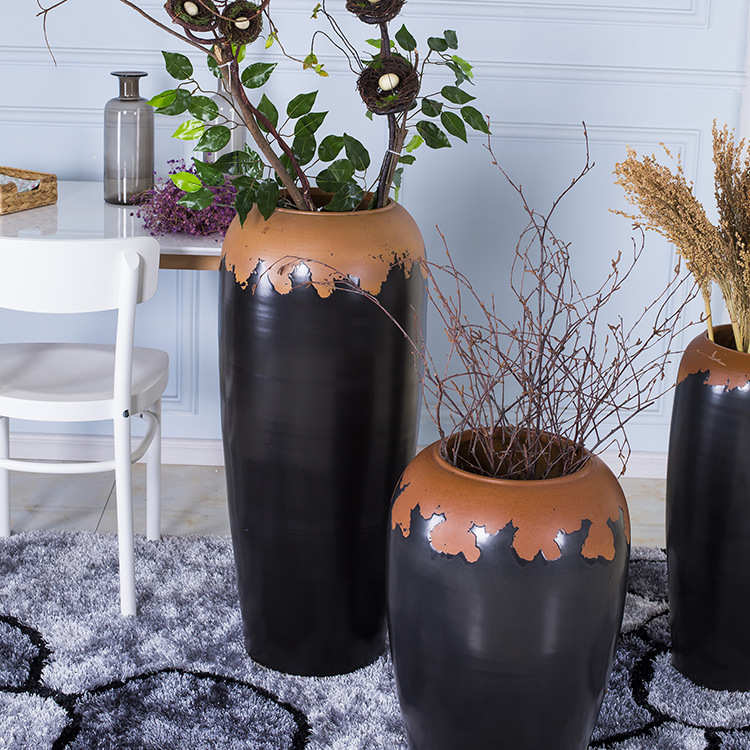 手工制作景德镇陶瓷花瓶四件套落地大花瓶 简约大号陶瓷花瓶摆件