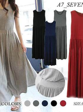 Street vendor long skirt vest, waist folded pleated long