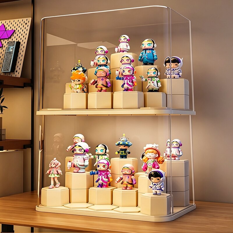 手办展示架收纳透明防尘亚克力手办摆件积木桌面展示柜展示盒大号图片