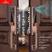 轻奢中式 锁全自动视觉数字 豪宅双开门3D人脸智能锁防水防晒密码