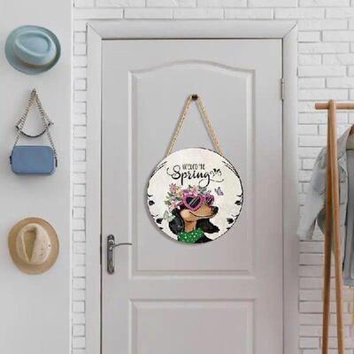 Welcome Door Sign Wooden Cat Dog Wall Art Weatherproof