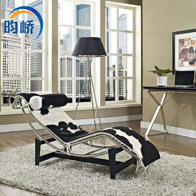 LC4 Lounger Chai简约不锈钢可调节皮艺椅 午睡椅休闲躺椅沙发椅