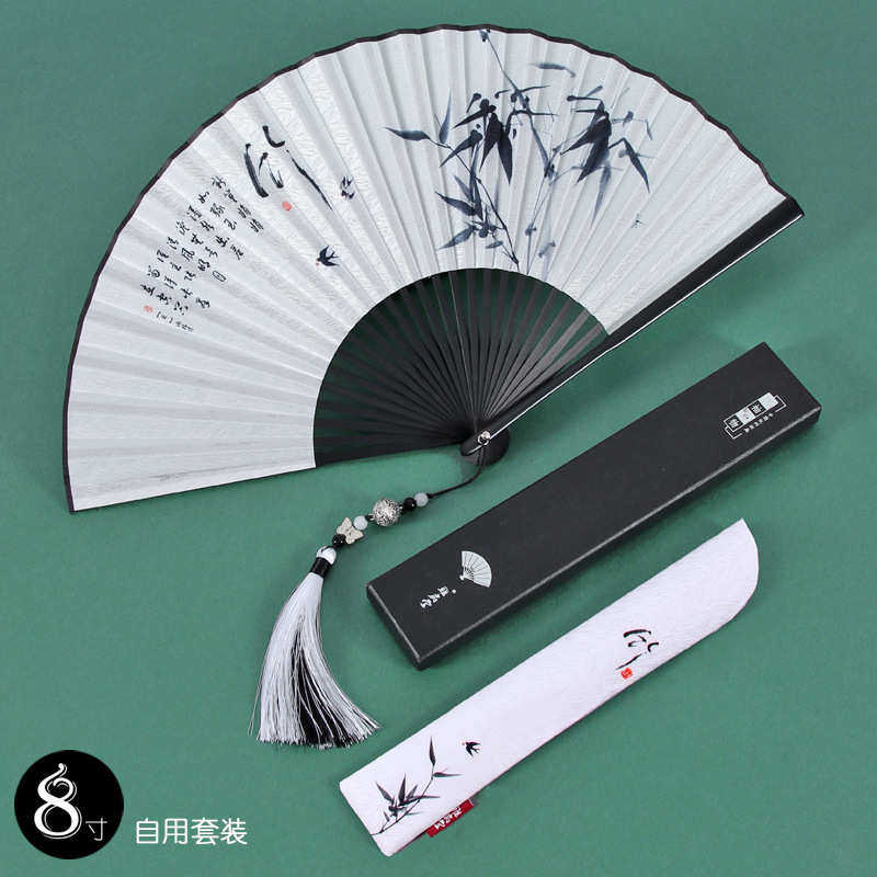 扇子黑色女式古风折扇小折叠批发扇风儿童扇夏季3zby随身便携男士