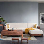 客厅新家具布艺沙发贵妃北美黑胡桃组合中式 实木沙发