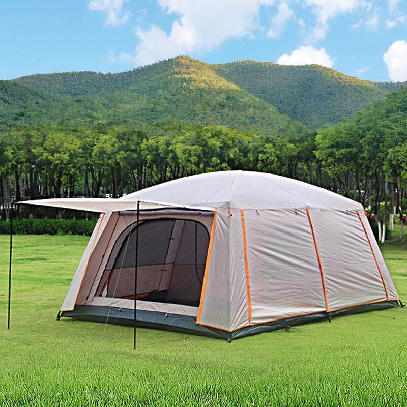 超大双层加厚防雨帐篷户外两室一厅野营折叠便携豪华过夜露营装备