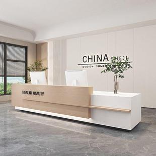 需定制现代简约公司前台桌酒店大厅迎宾接待烤漆吧台收银柜台办公