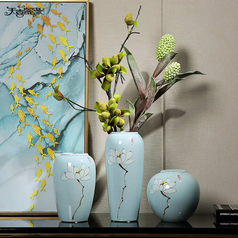 景德镇中式陶瓷插花花瓶欧式创意客厅插干花器北欧家居装饰品摆件