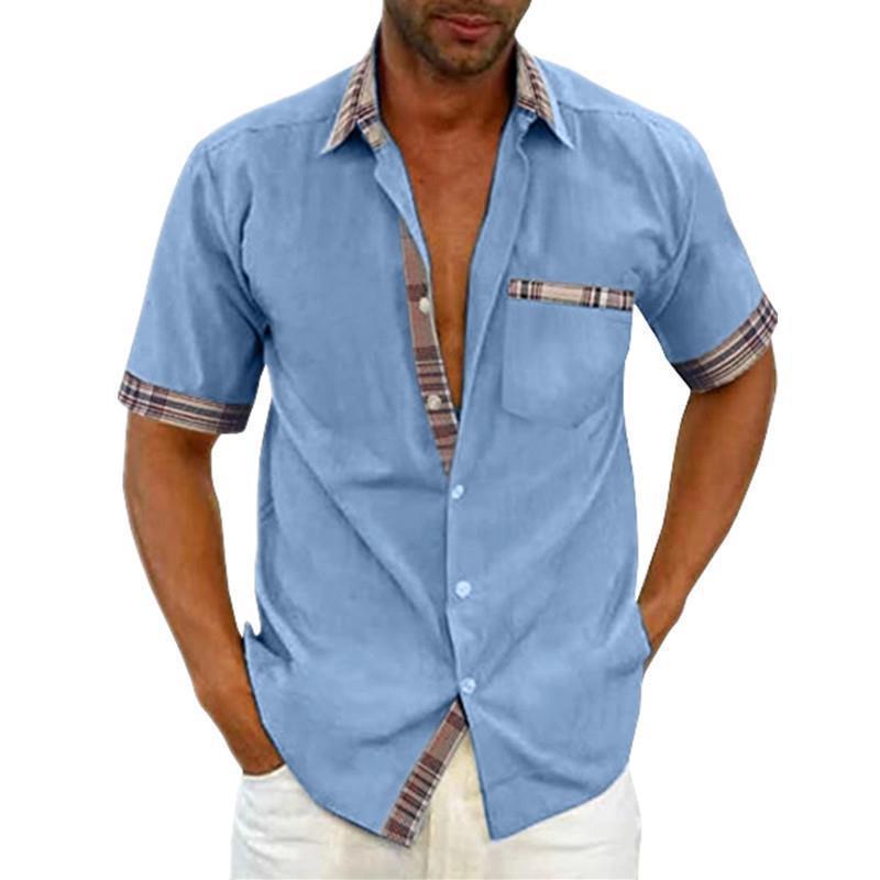 button-down fashionable cuffs and collar contrasting with